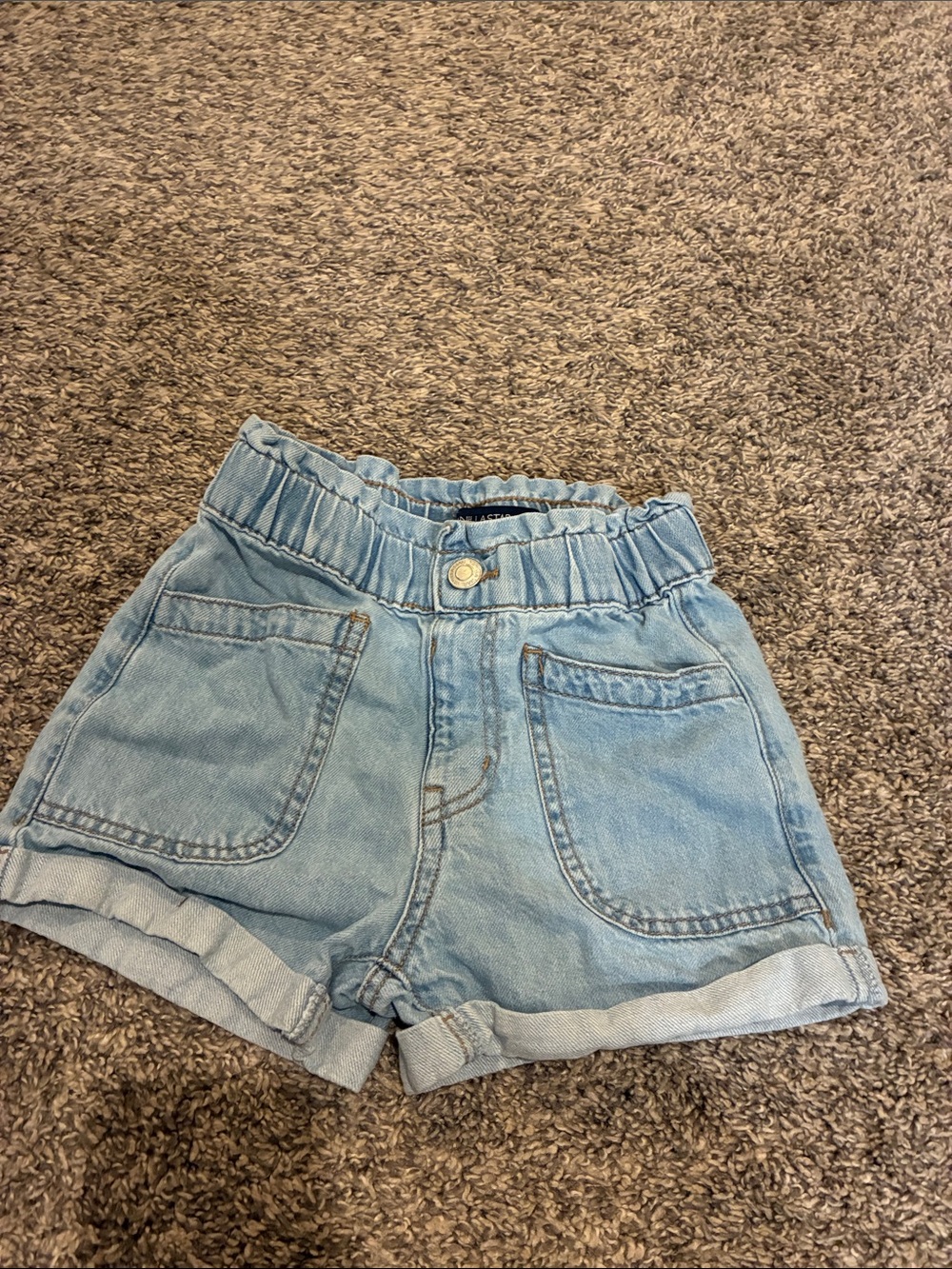 Vanilla Star Light Blue Denim Paperbag Waist Shorts